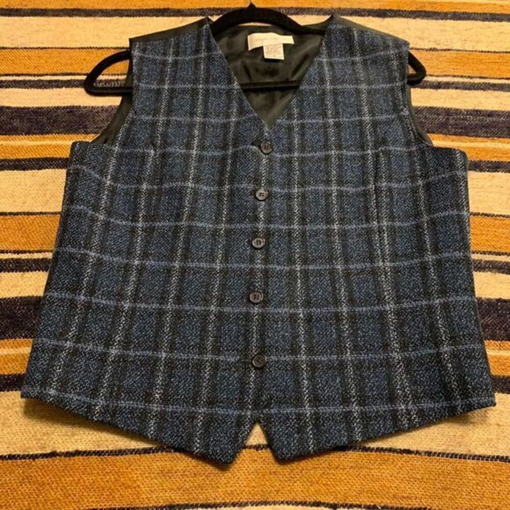 Vintage Plaid Vest Wool‎ Blend Casual Corner 90s Y2K Academia preppy Size 8